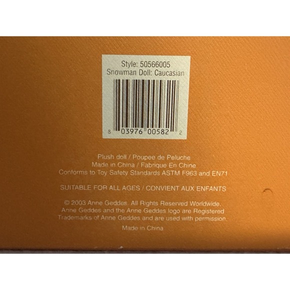 NEW VTG 2005 Anne Geddes Christmas Snowman Plush Rubber Face Baby In Egg NIB - Picture 11 of 11